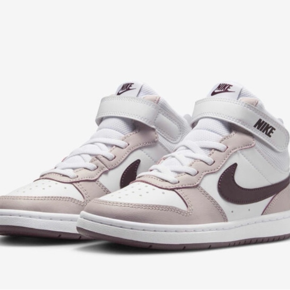 Nike Court Borough Mid 2 – Girls Size 3.5 – White & Violet